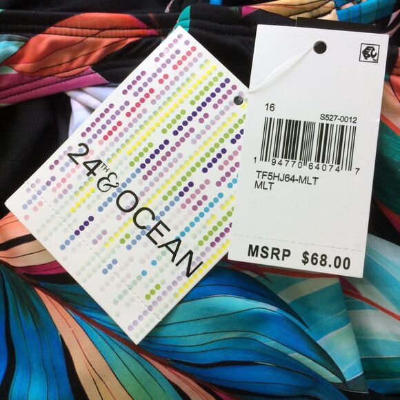 NEW 24th & Ocean Tankini Top Size 16 NWT Underwire Crisscross Back Multicolor - Picture 7 of 7